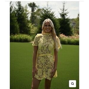 Hampton Heiress Dress XL Yellow Lace Floral‎